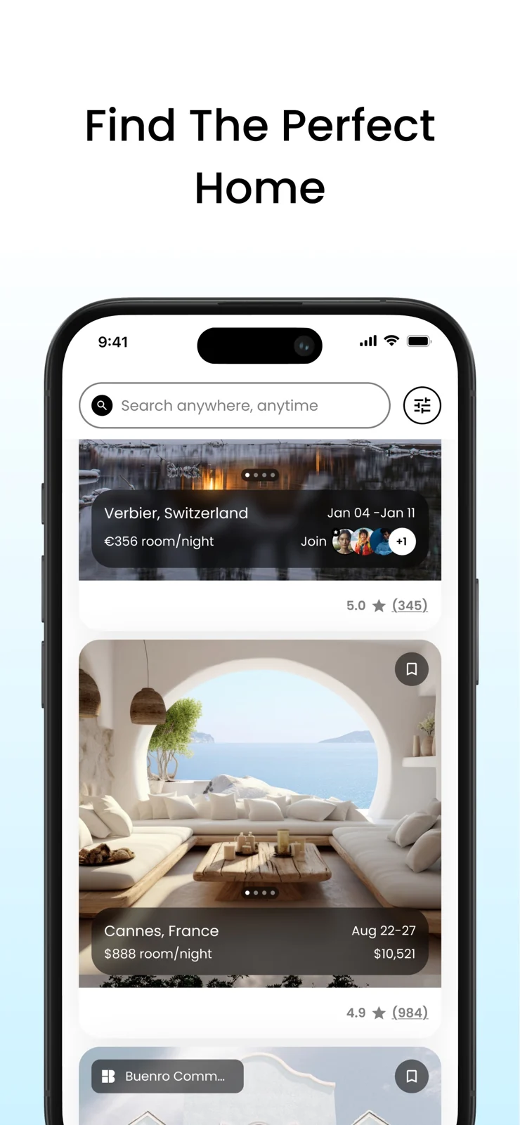 Buenro’s actual App Store home discovery screen
