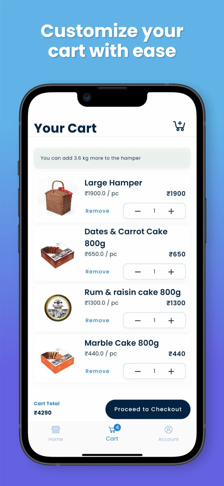 Homeday’s actual App Store cart screen