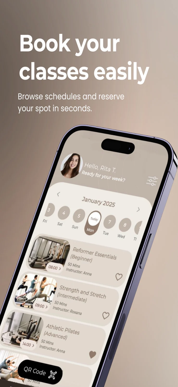 Prime Pilates’s actual App Store class booking screen
