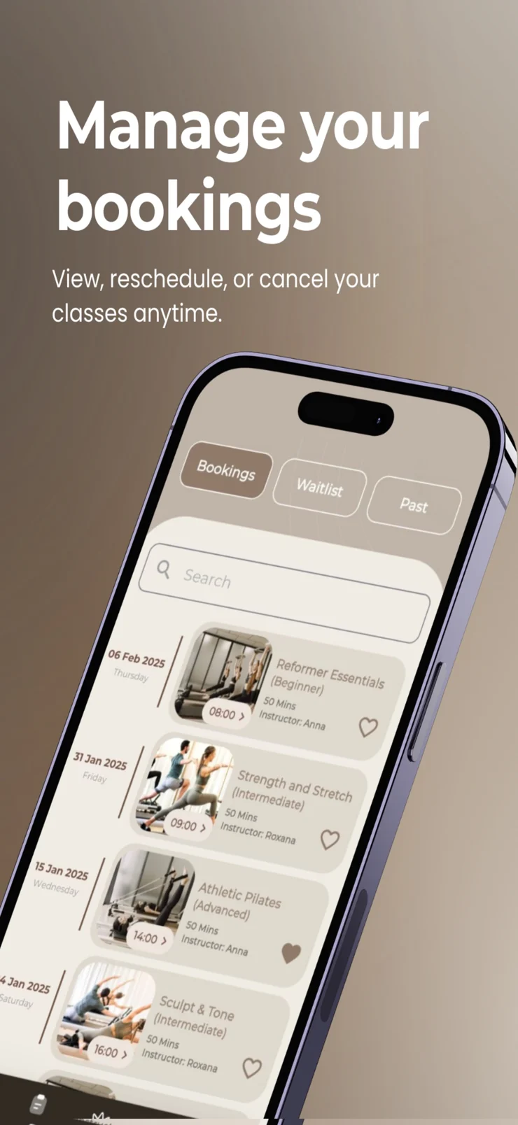 Prime Pilates’s actual App Store booking management screen